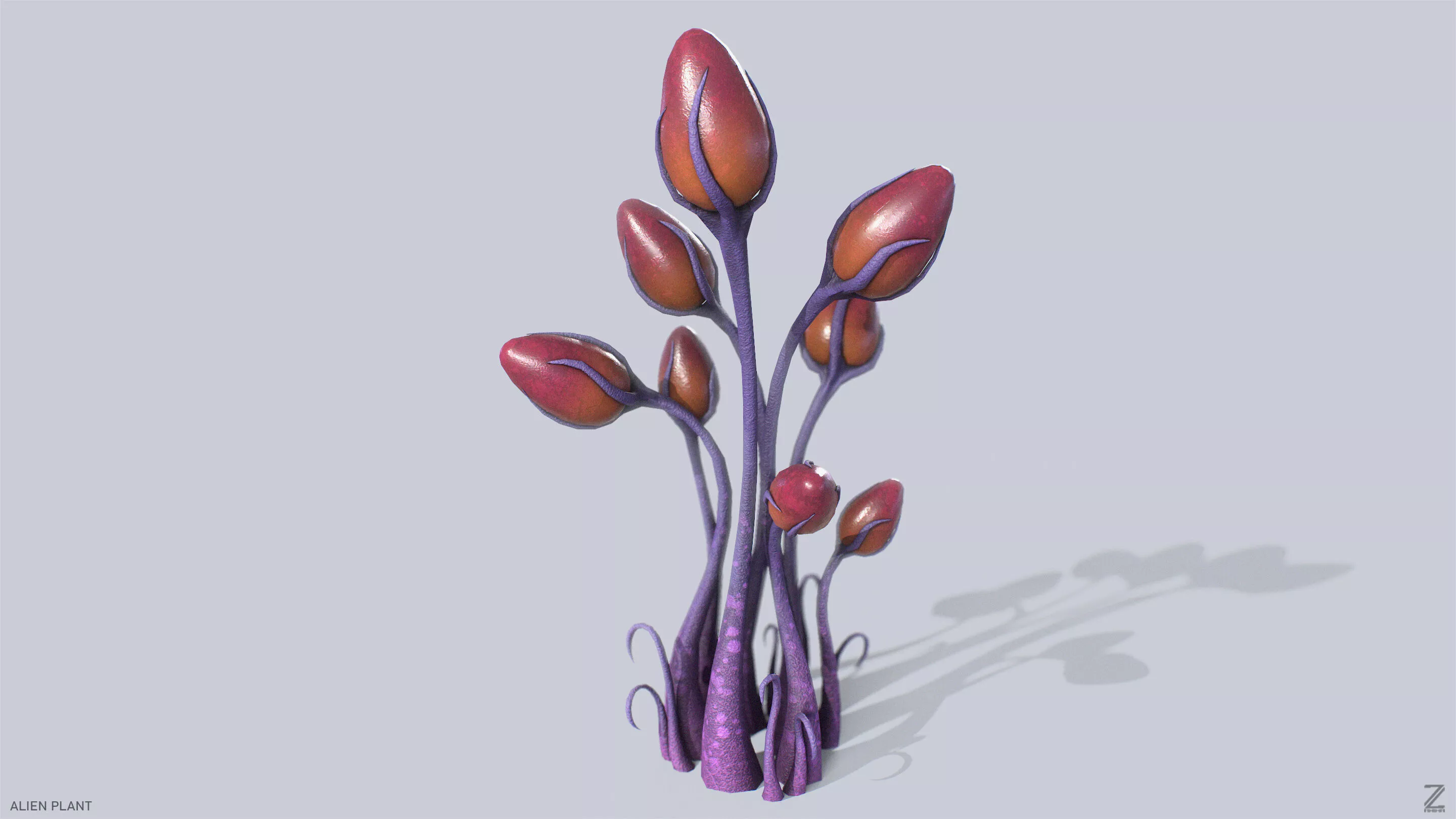 Alien plant Low-poly 3D model