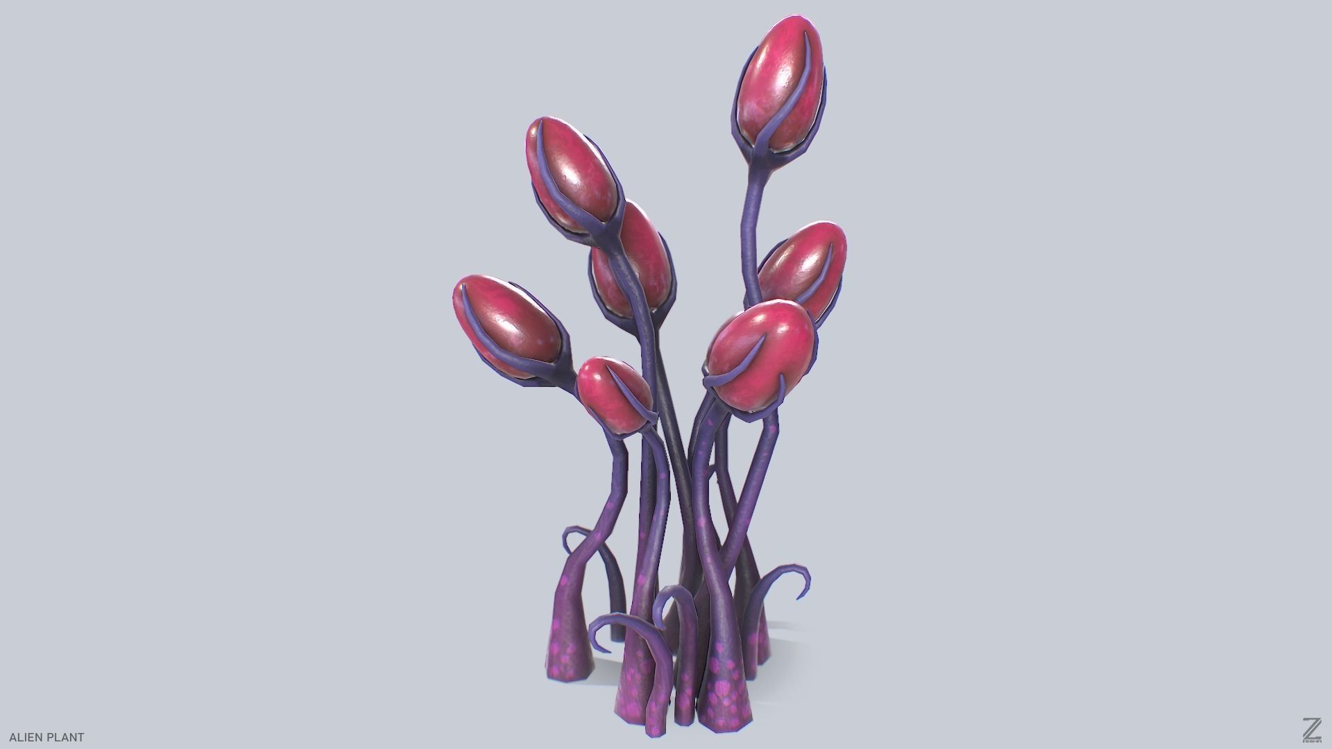 Alien plant Low-poly 3D model_5