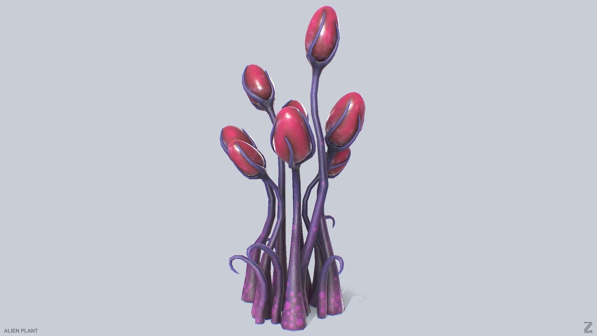Alien plant Low-poly 3D model_8