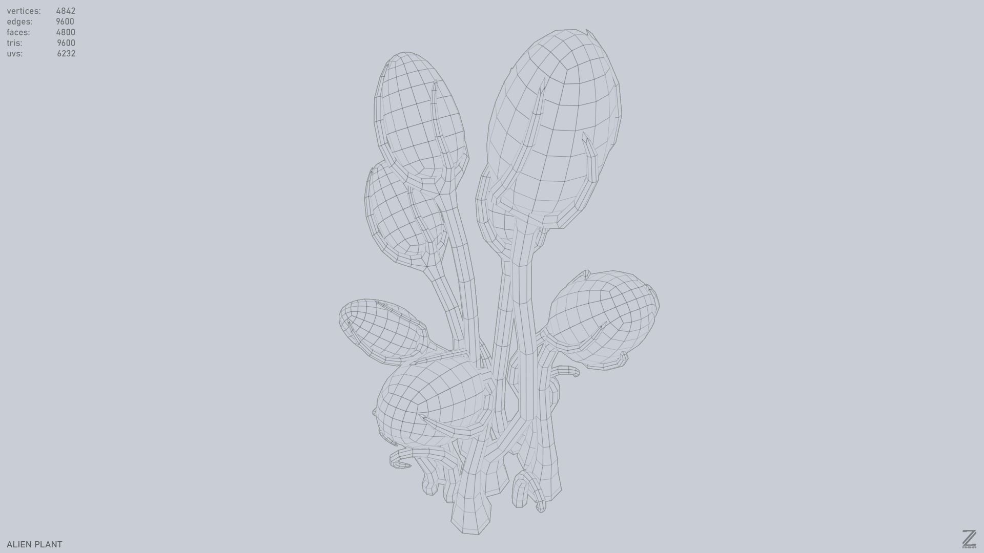 Alien plant Low-poly 3D model_12