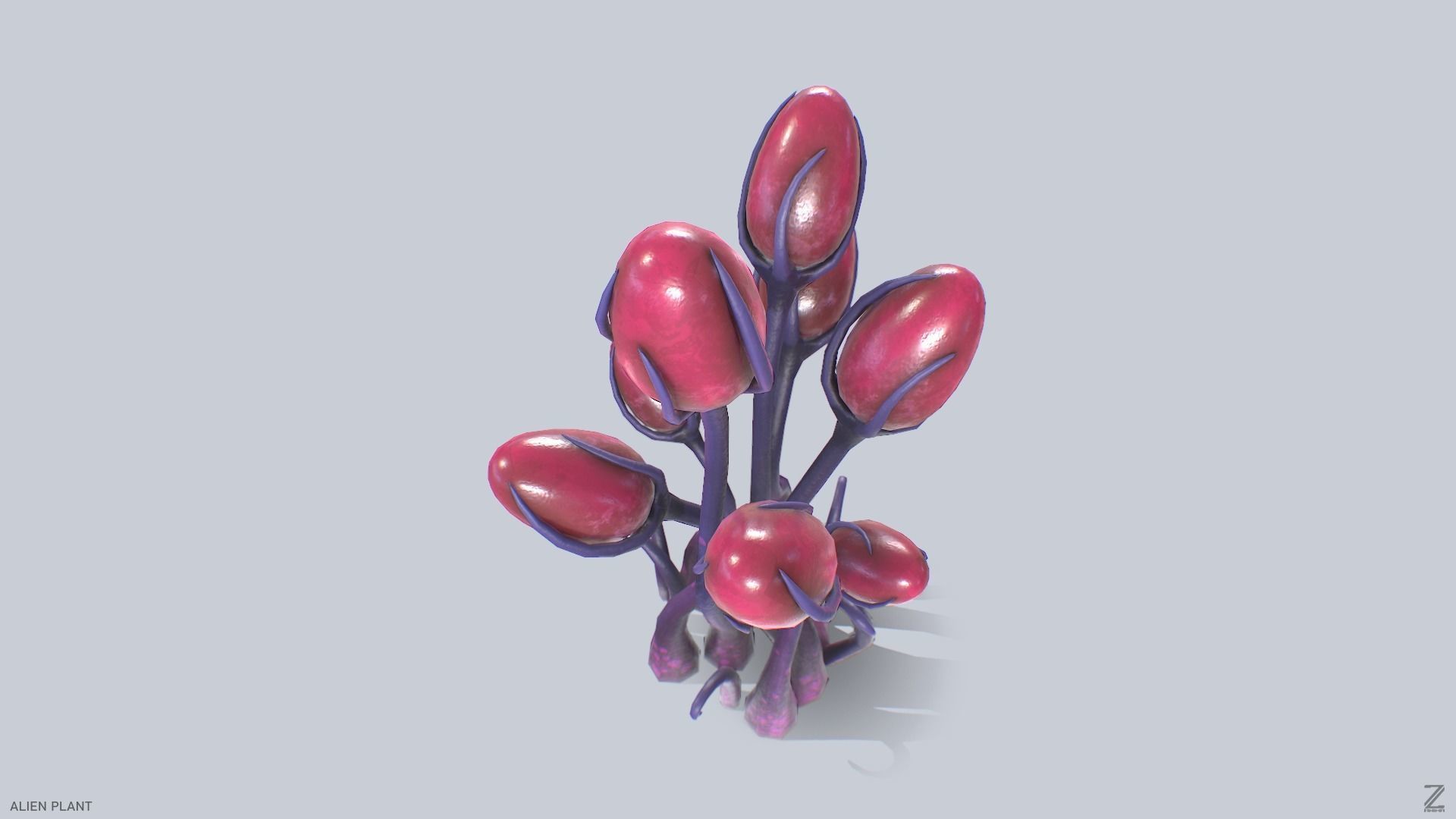 Alien plant Low-poly 3D model_7