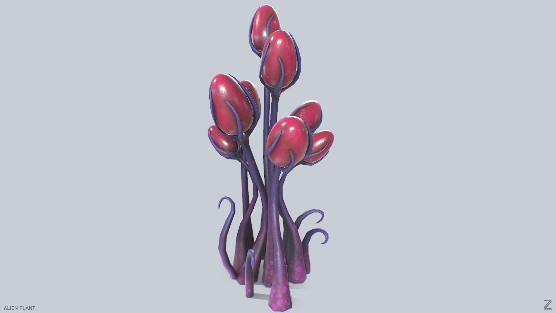 Alien plant Low-poly 3D model_2