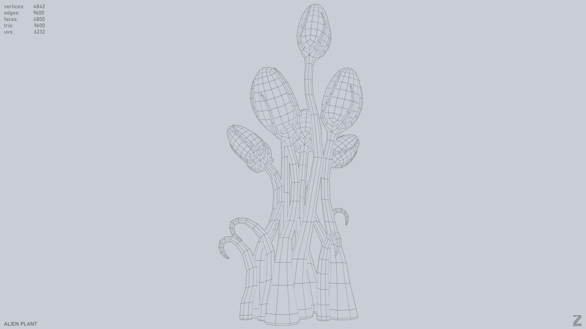 Alien plant Low-poly 3D model_13