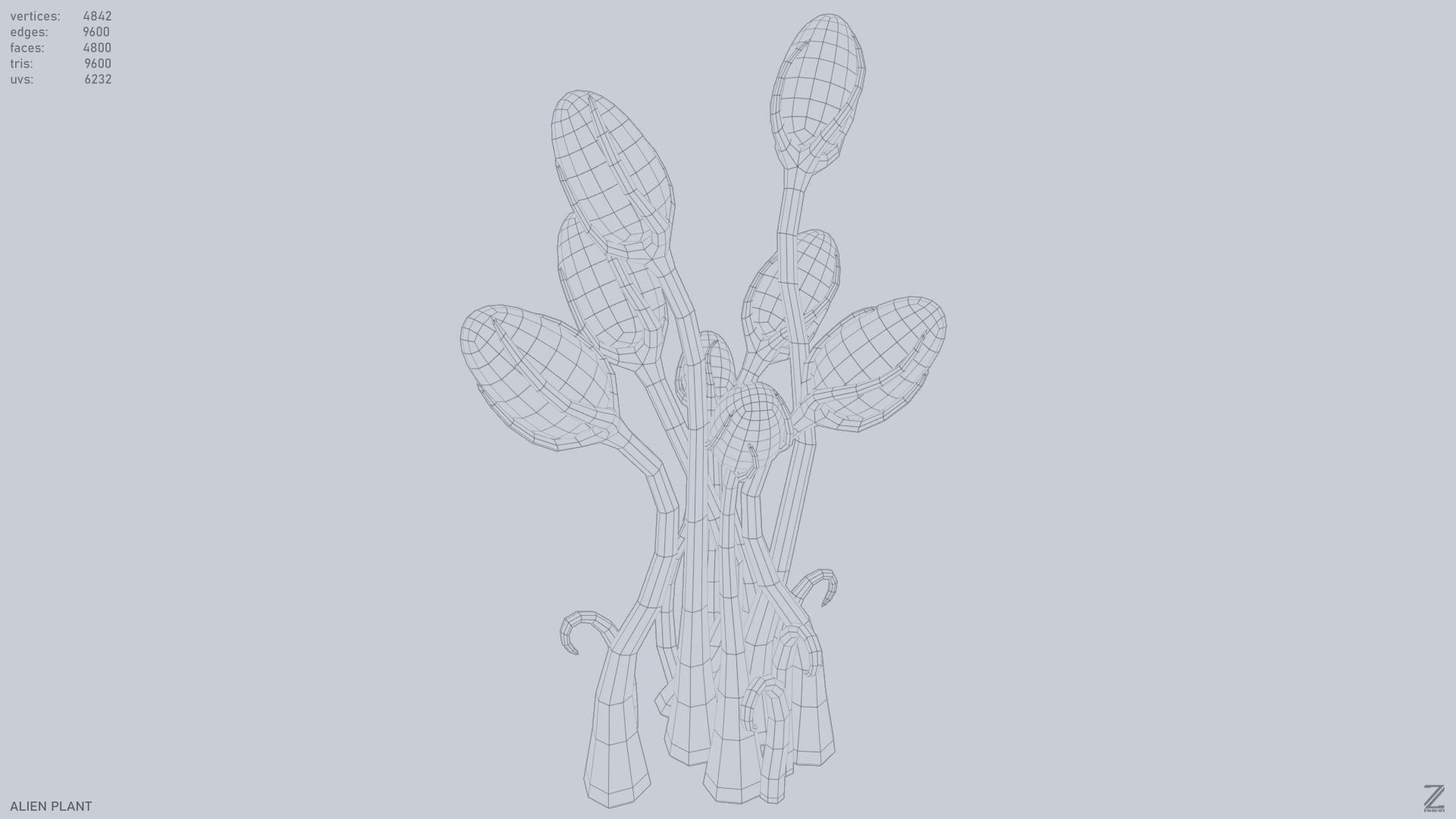 Alien plant Low-poly 3D model_11