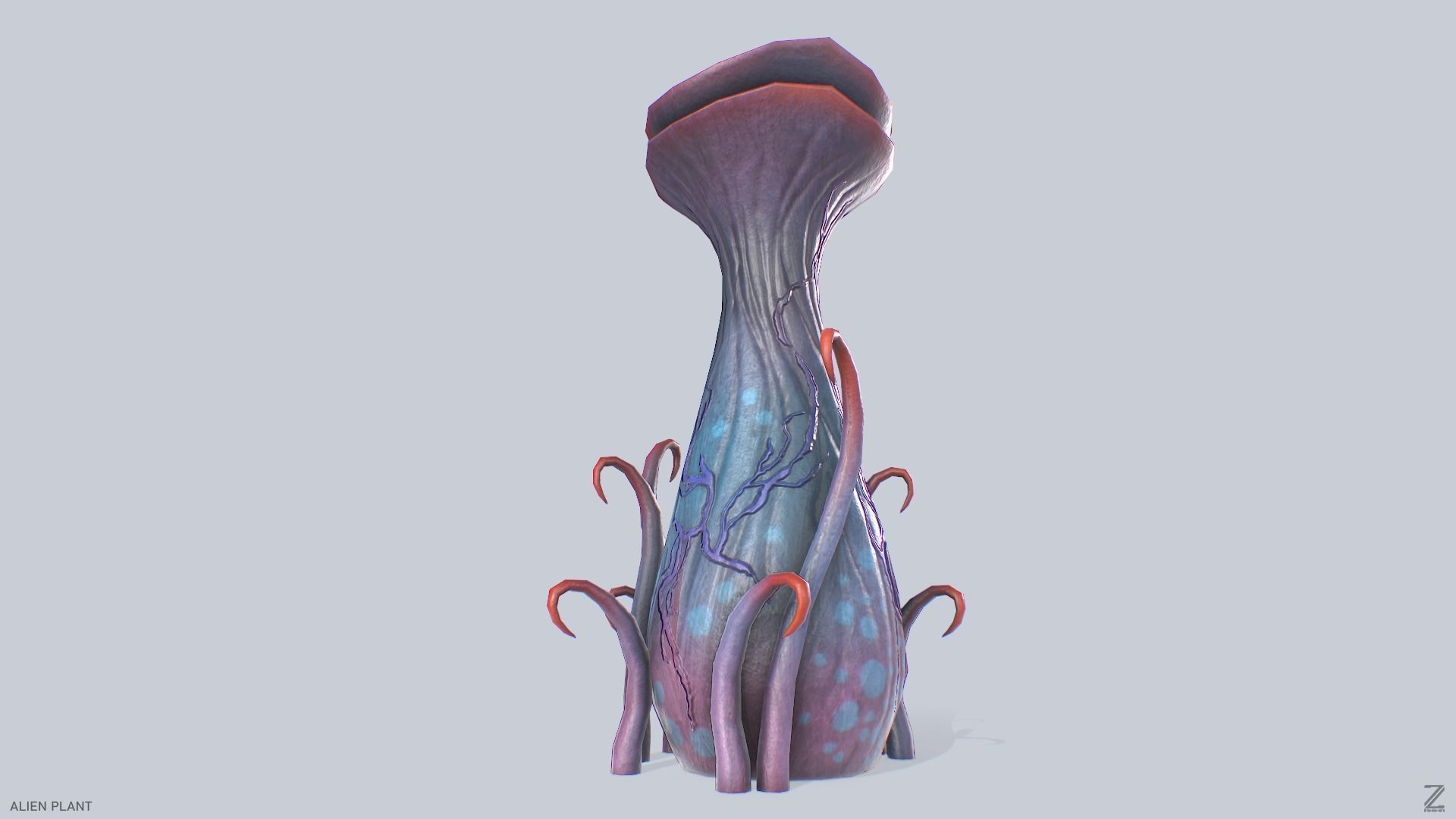 Alien plant Low-poly 3D model_7