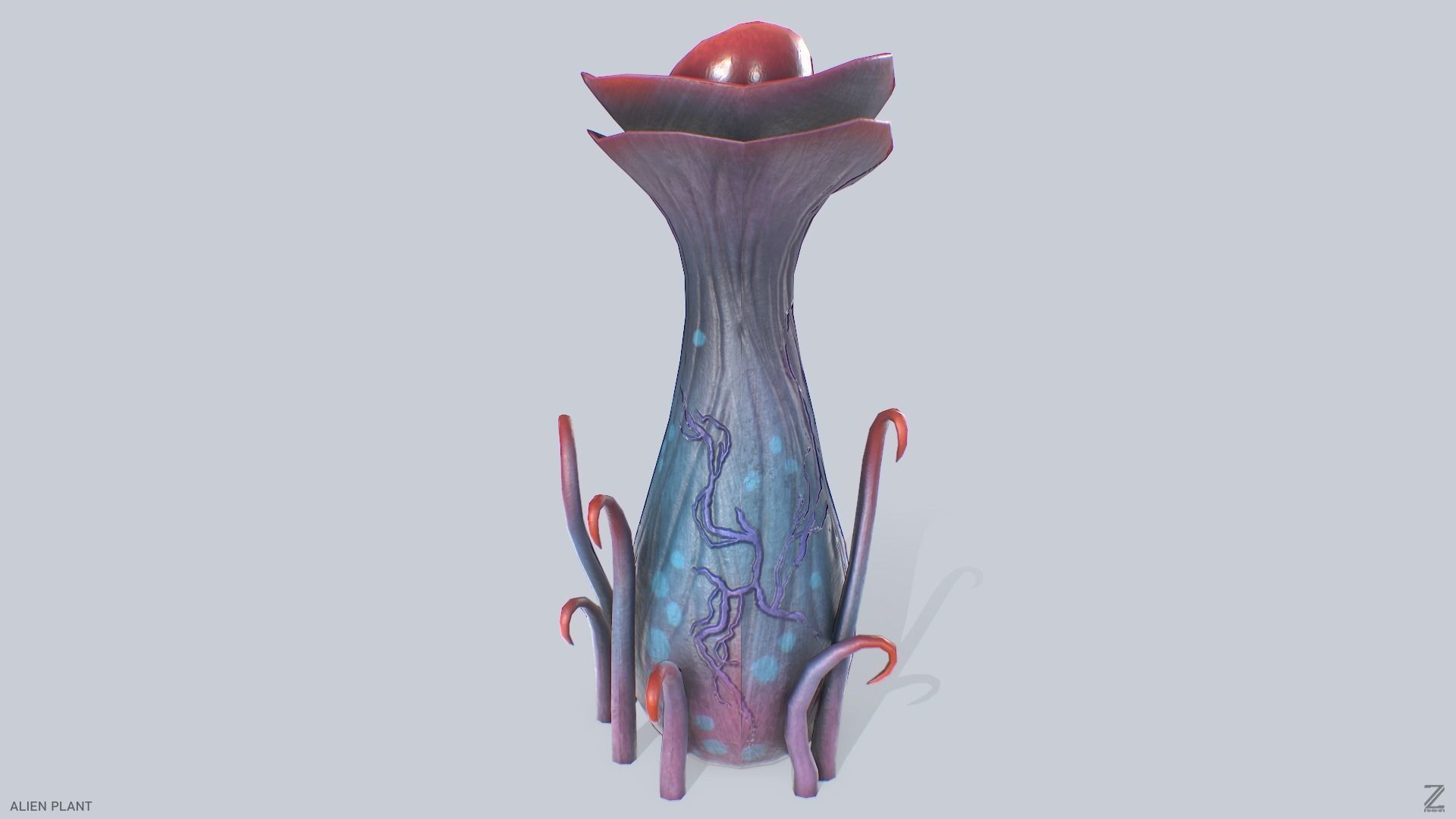 Alien plant Low-poly 3D model_5
