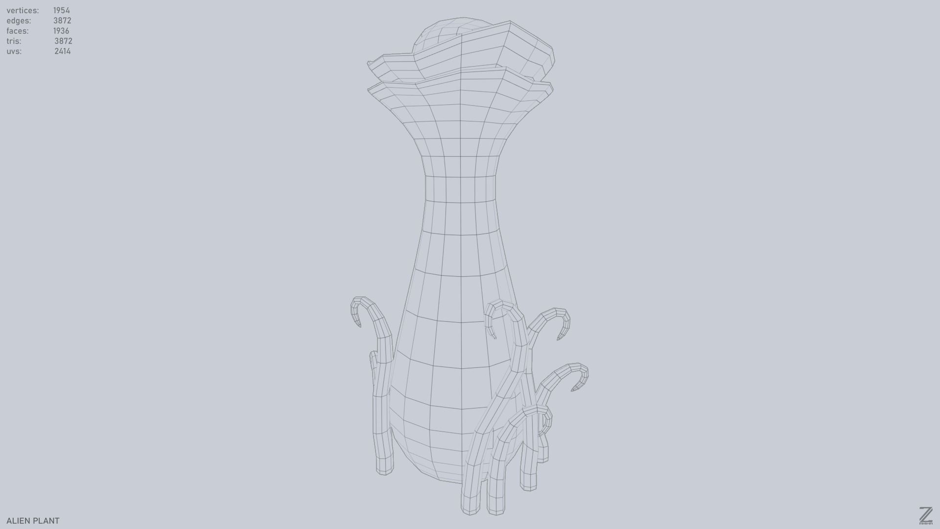 Alien plant Low-poly 3D model_9