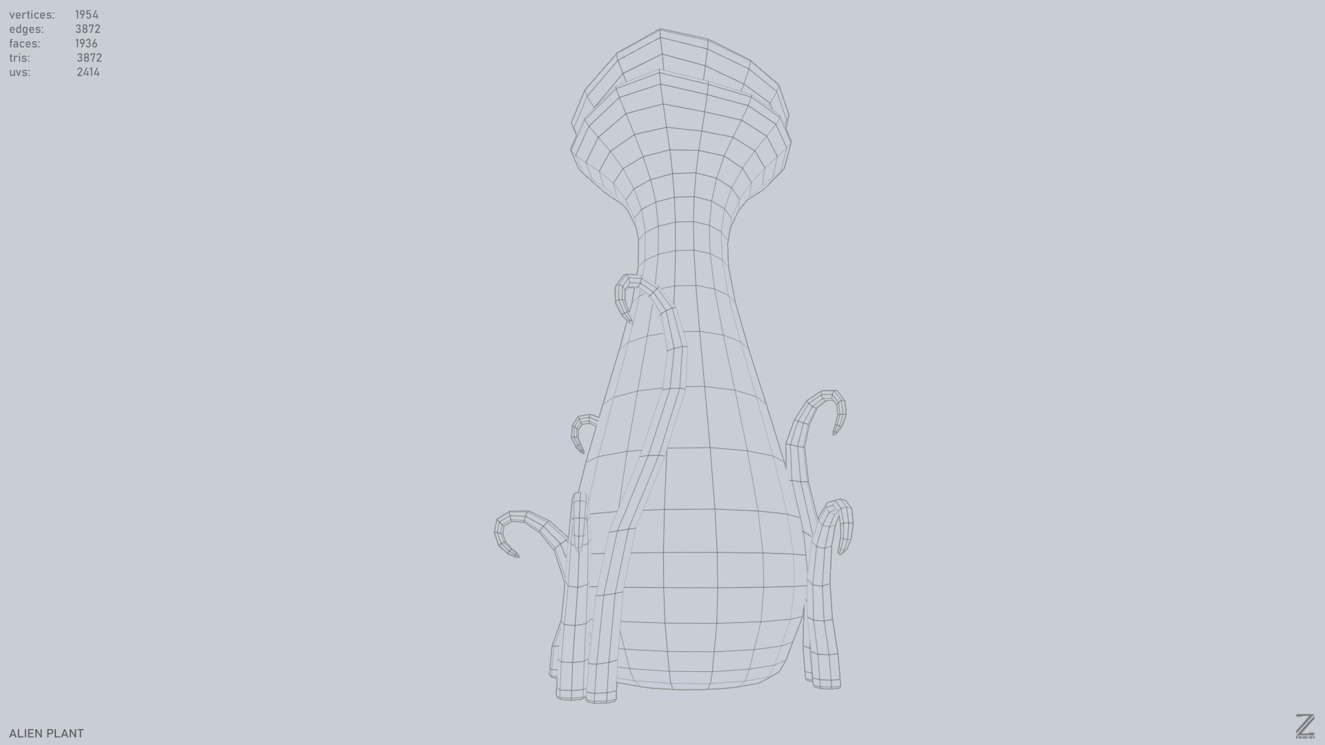 Alien plant Low-poly 3D model_14