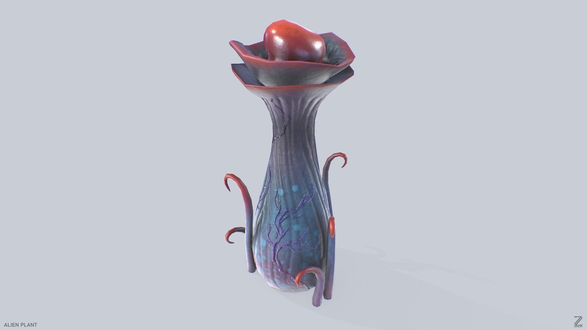 Alien plant Low-poly 3D model_8
