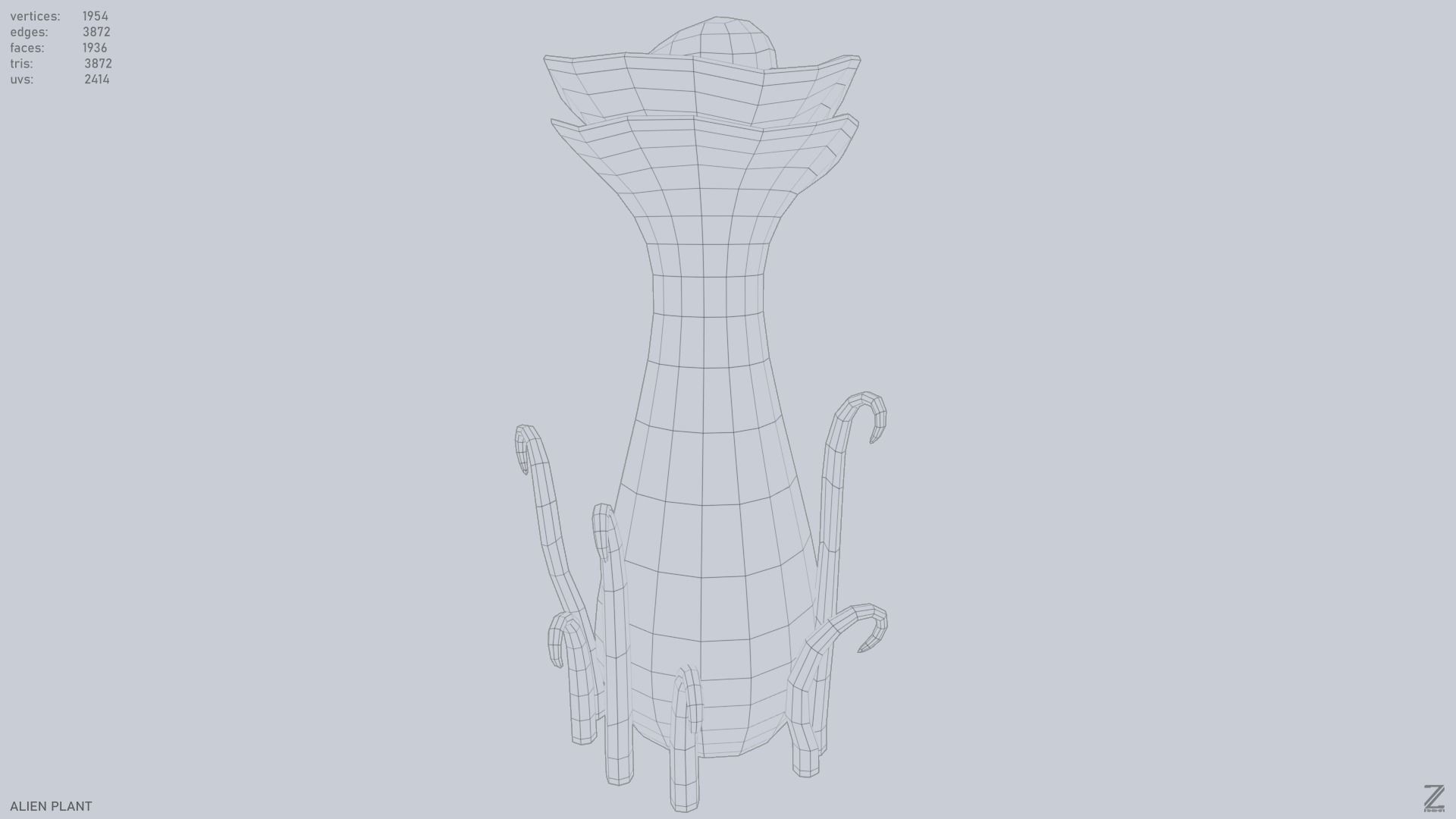 Alien plant Low-poly 3D model_11