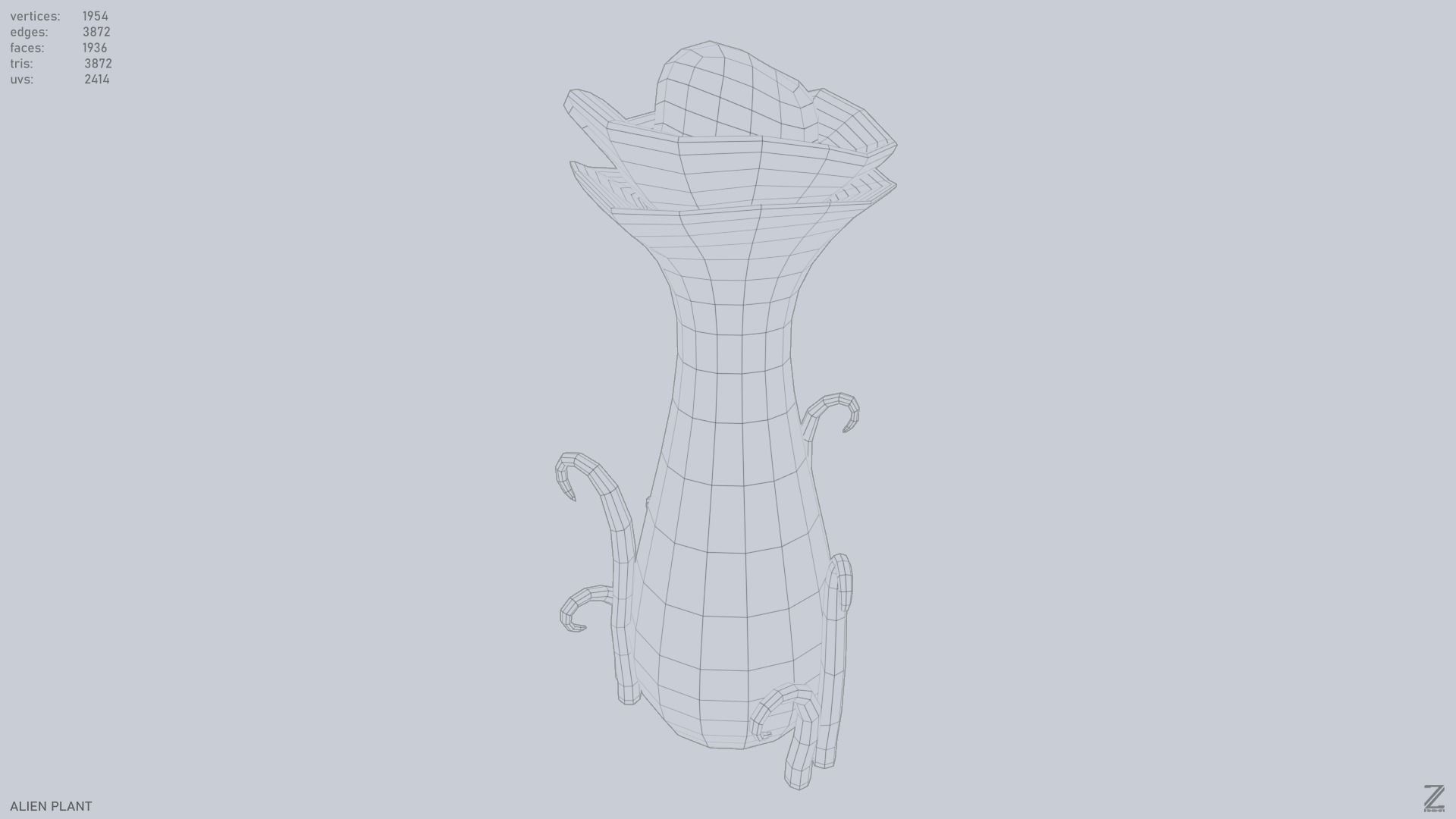 Alien plant Low-poly 3D model_15