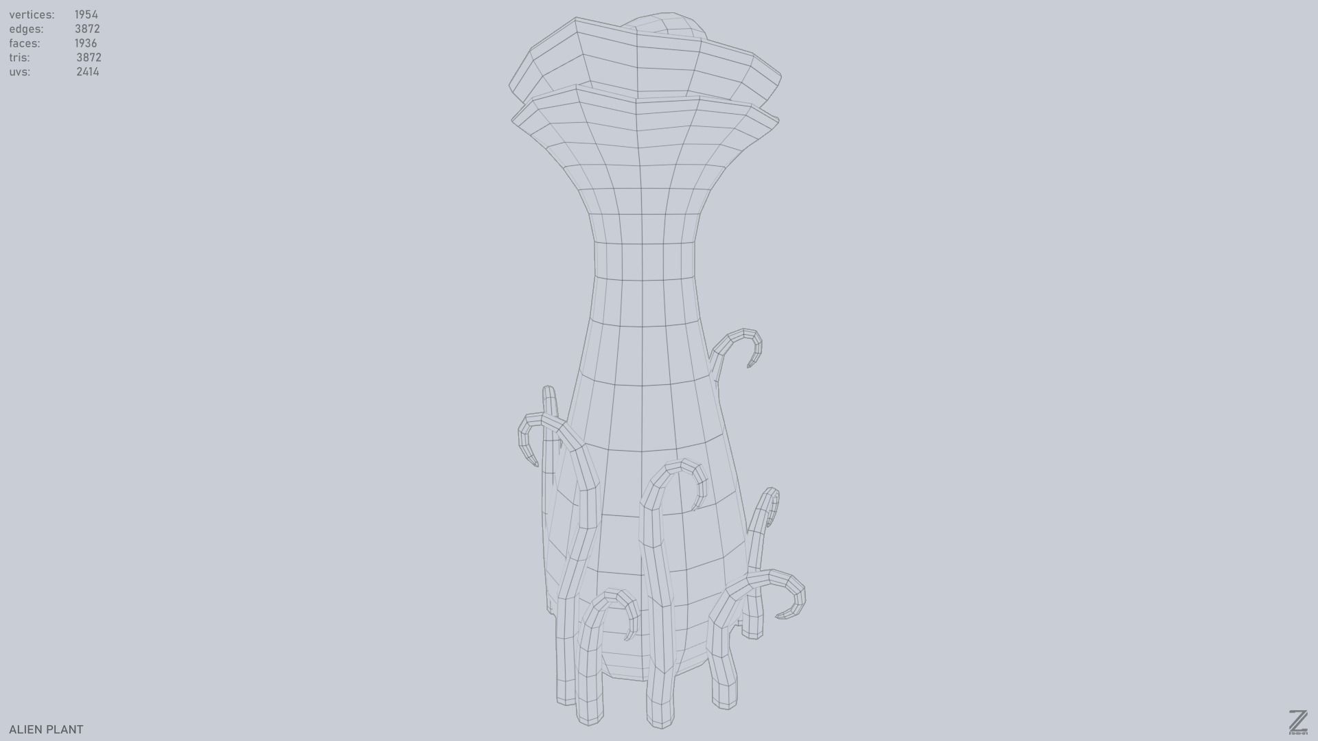 Alien plant Low-poly 3D model_10