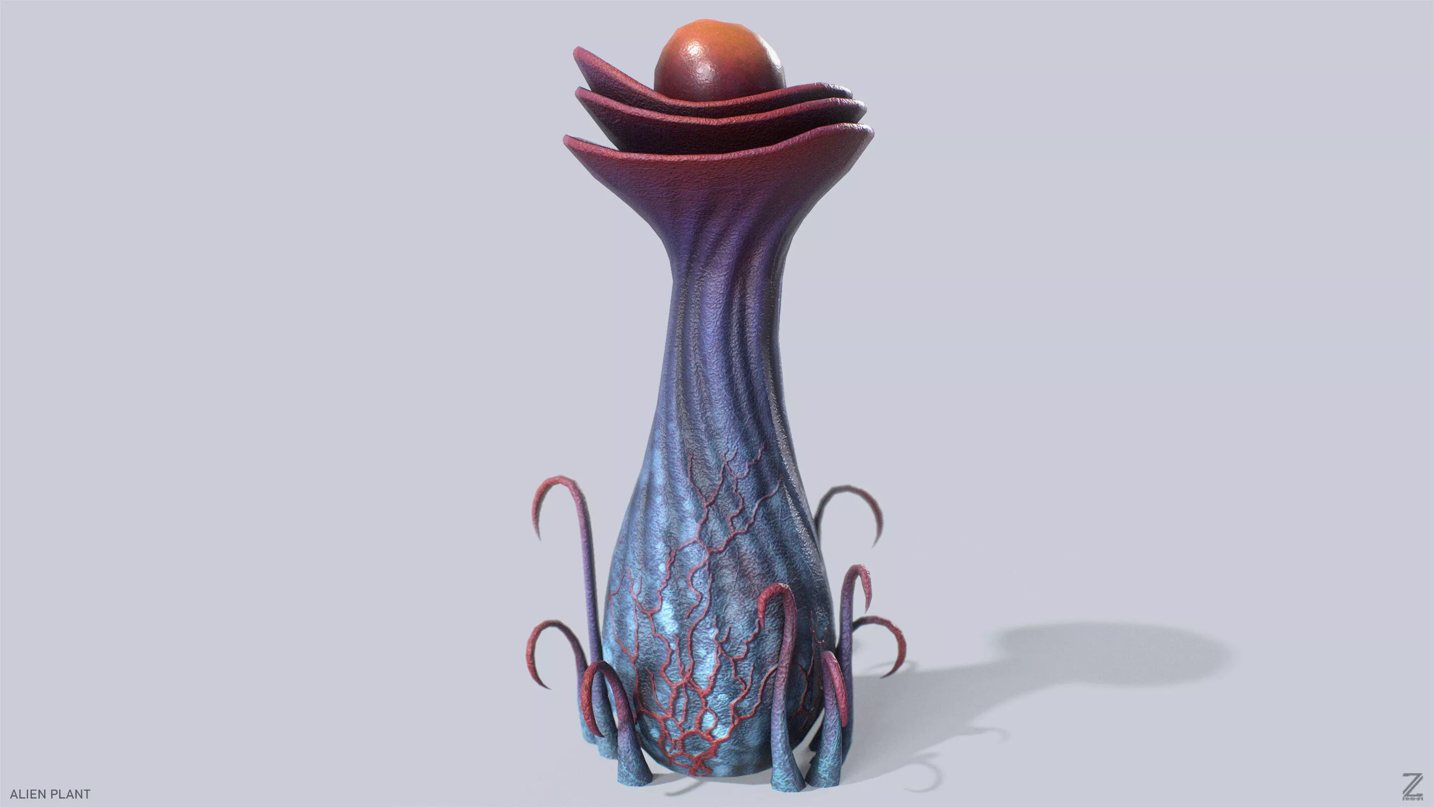 Alien plant Low-poly 3D model