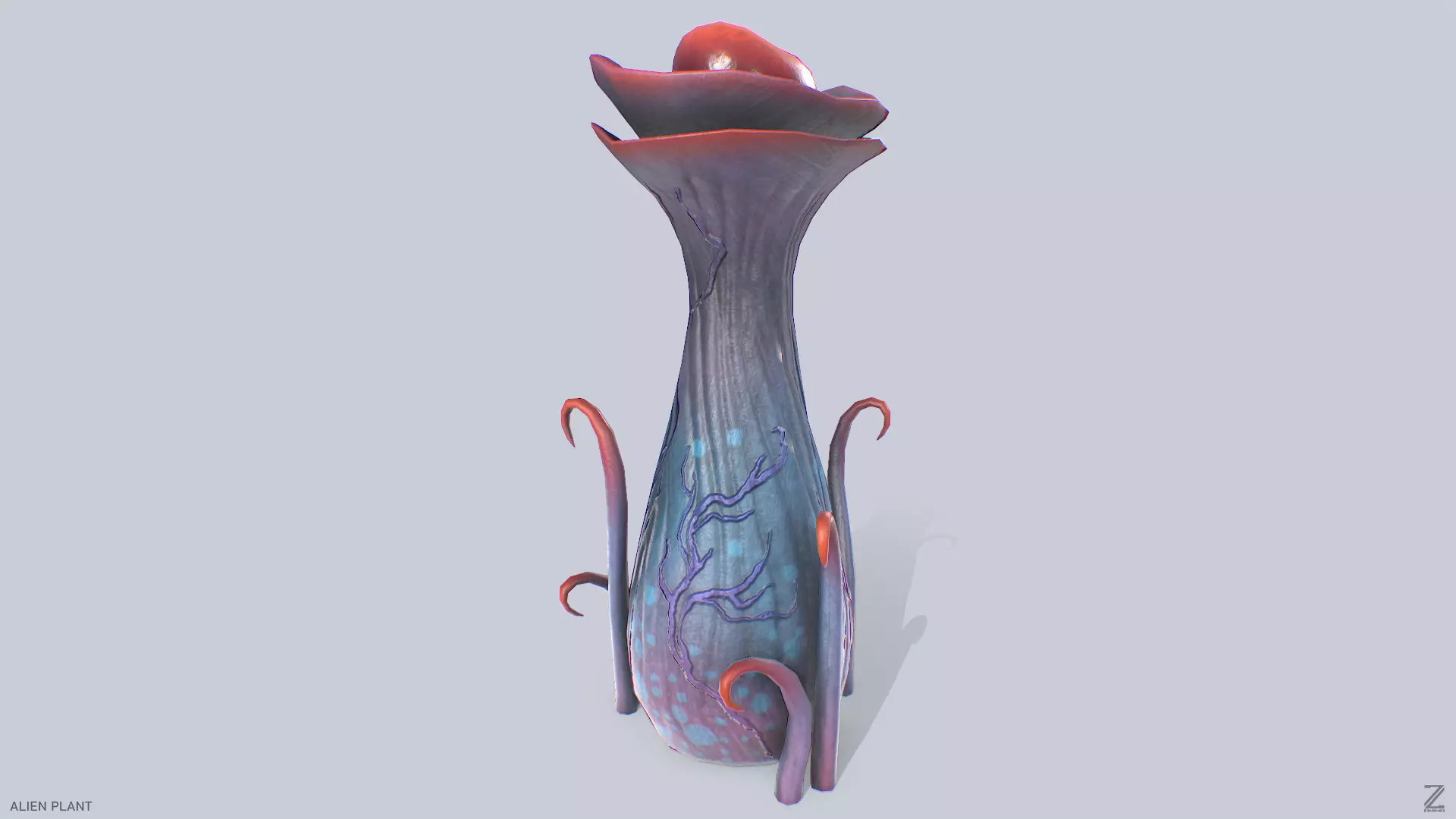 Alien plant Low-poly 3D model_0