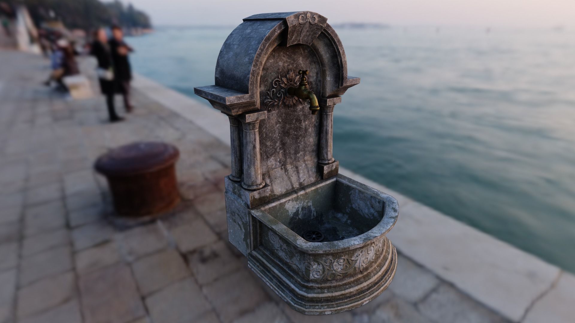 Fountain Type 2 Low-poly 3D model_16