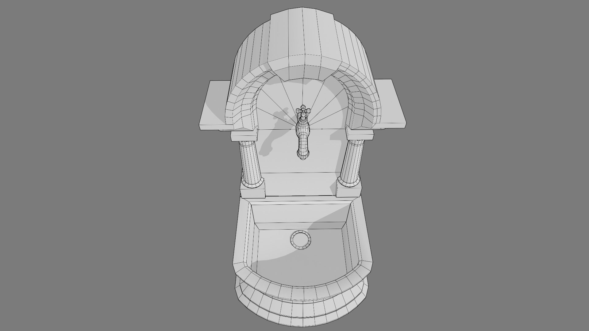 Fountain Type 2 Low-poly 3D model_12