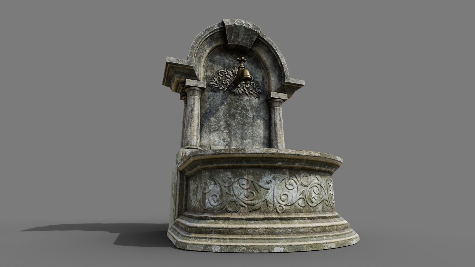 Fountain Type 2 Low-poly 3D model_7