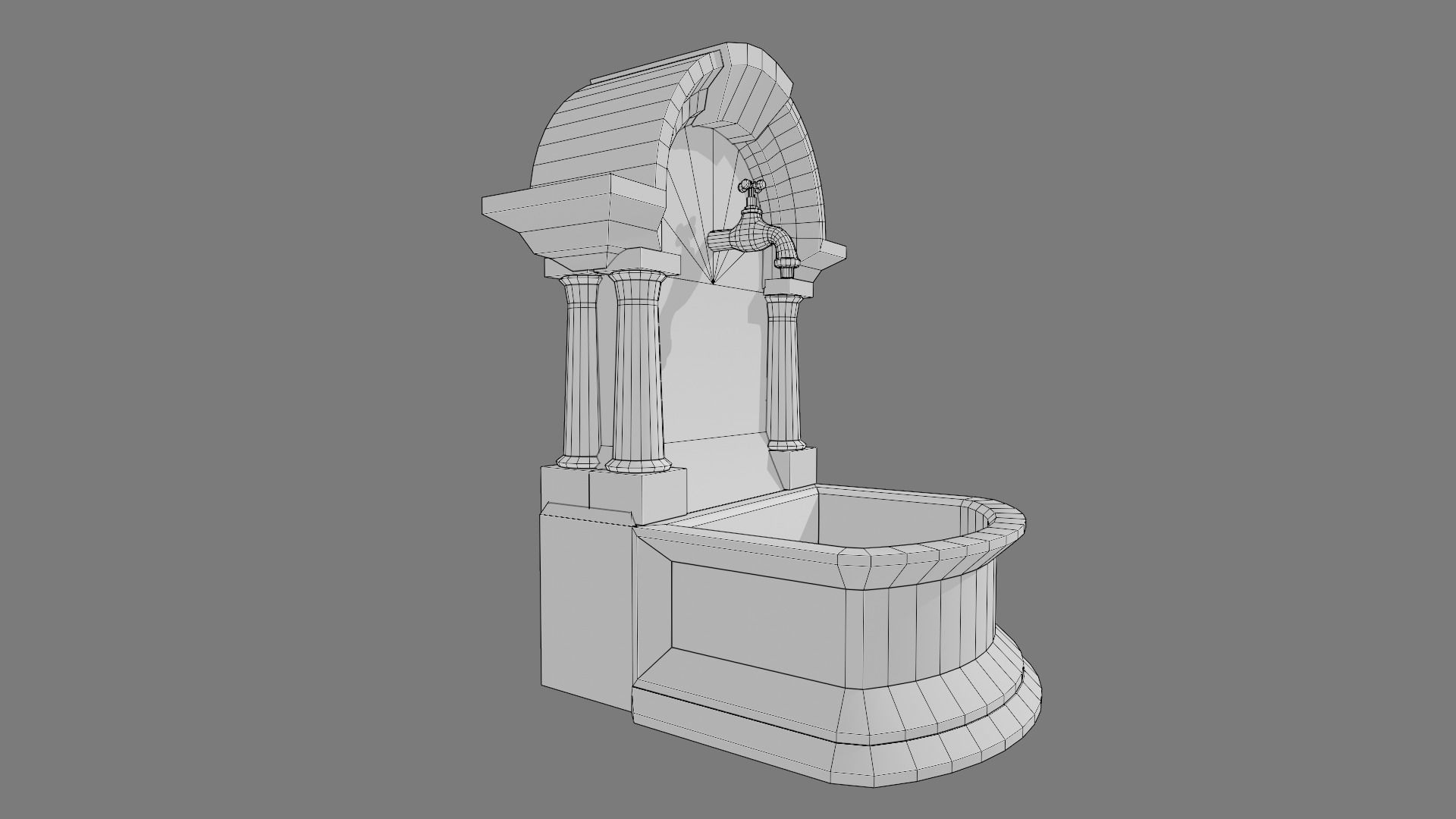 Fountain Type 2 Low-poly 3D model_10