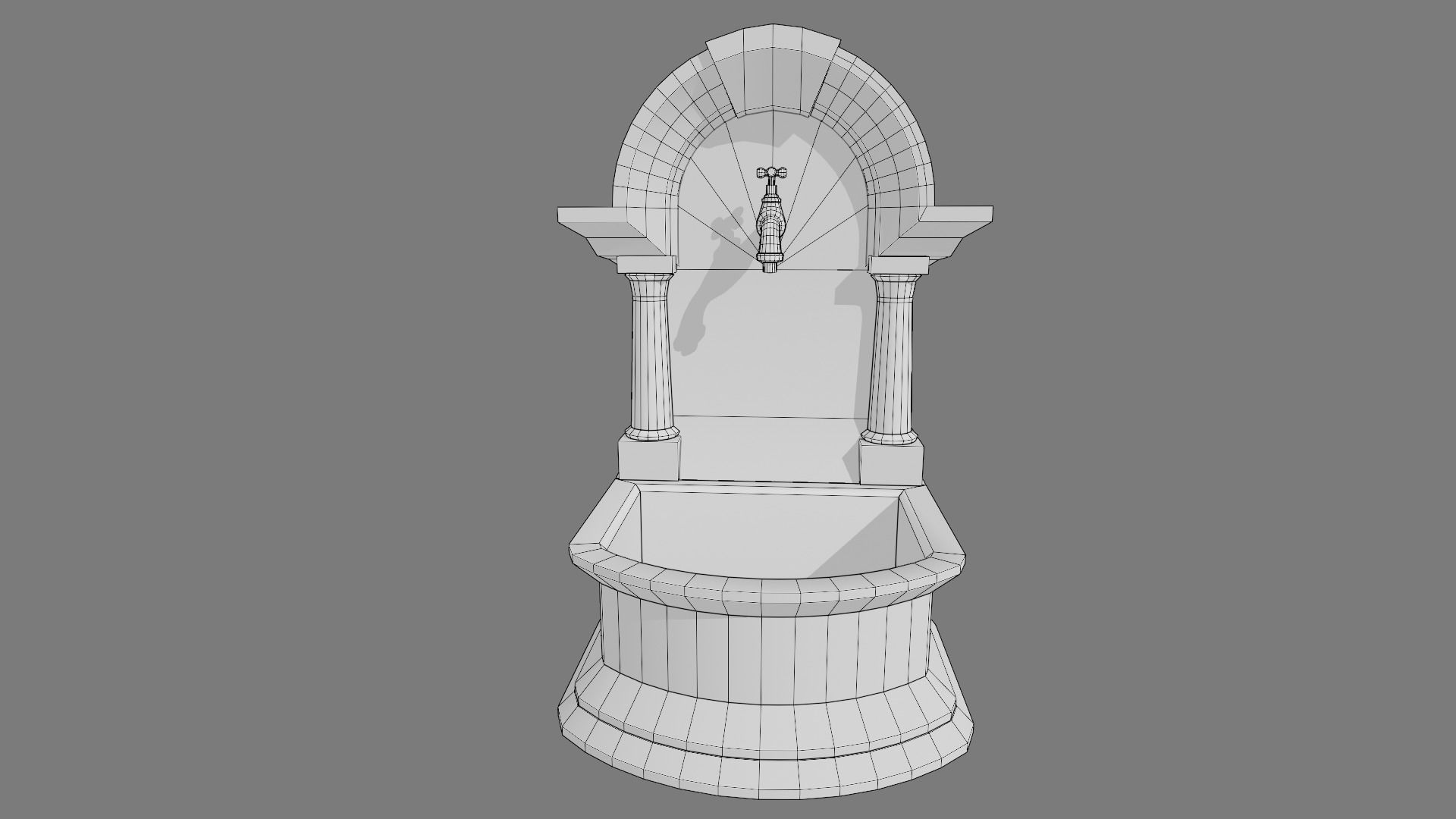 Fountain Type 2 Low-poly 3D model_6