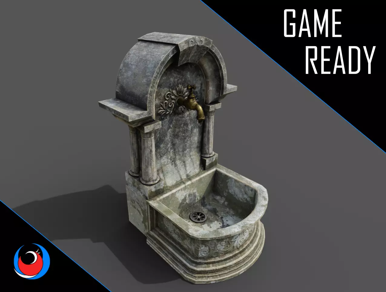 Fountain Type 2 Low-poly 3D model_0