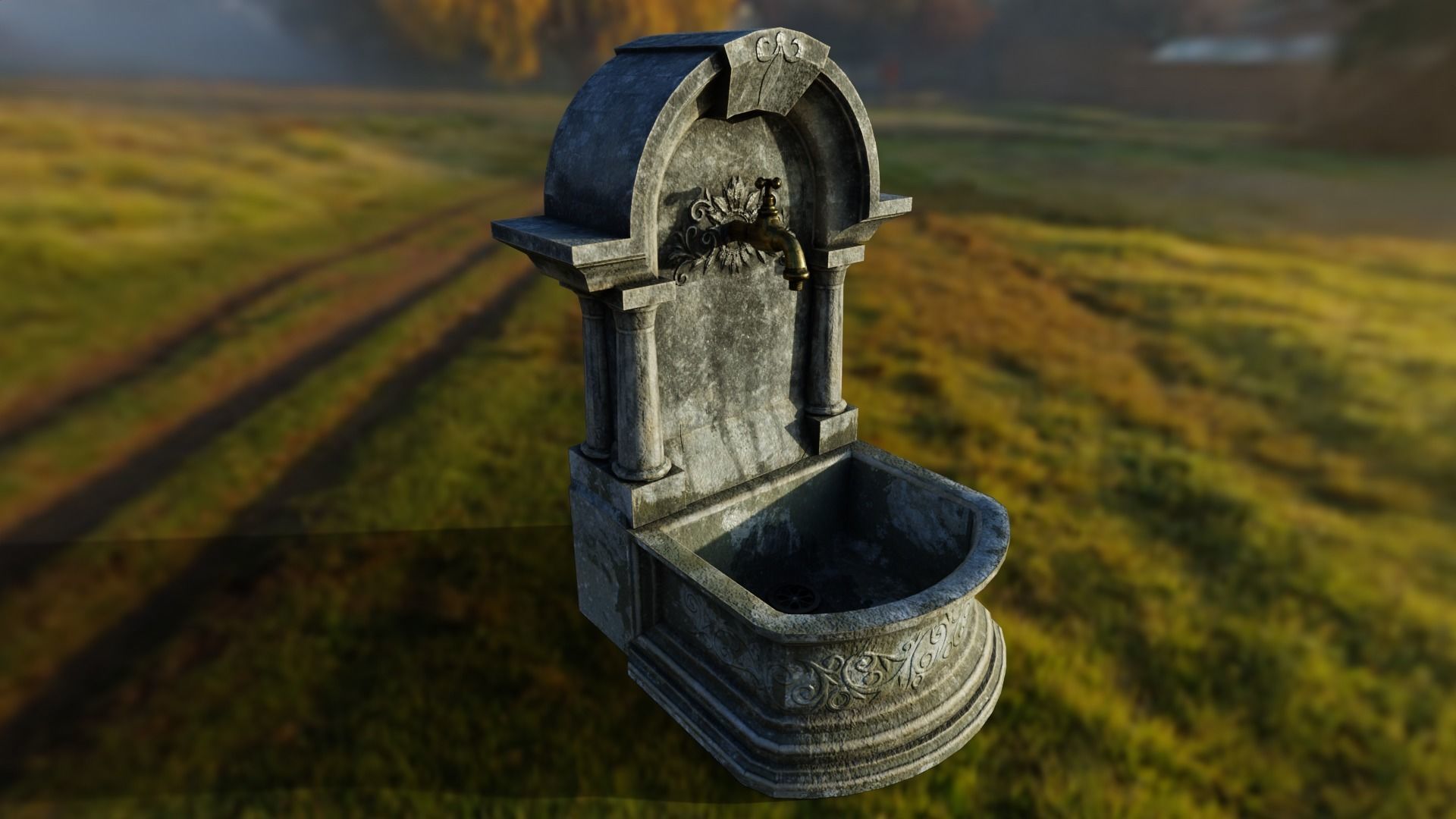 Fountain Type 2 Low-poly 3D model_17