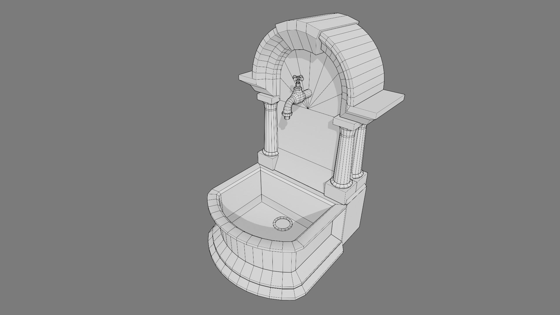 Fountain Type 2 Low-poly 3D model_4
