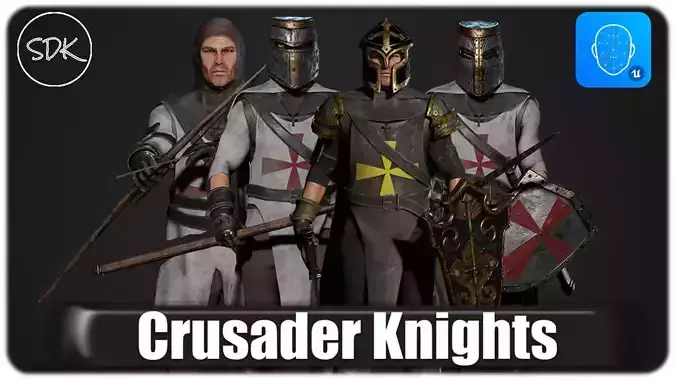 Crusader Knights Modular Low-poly 3D model