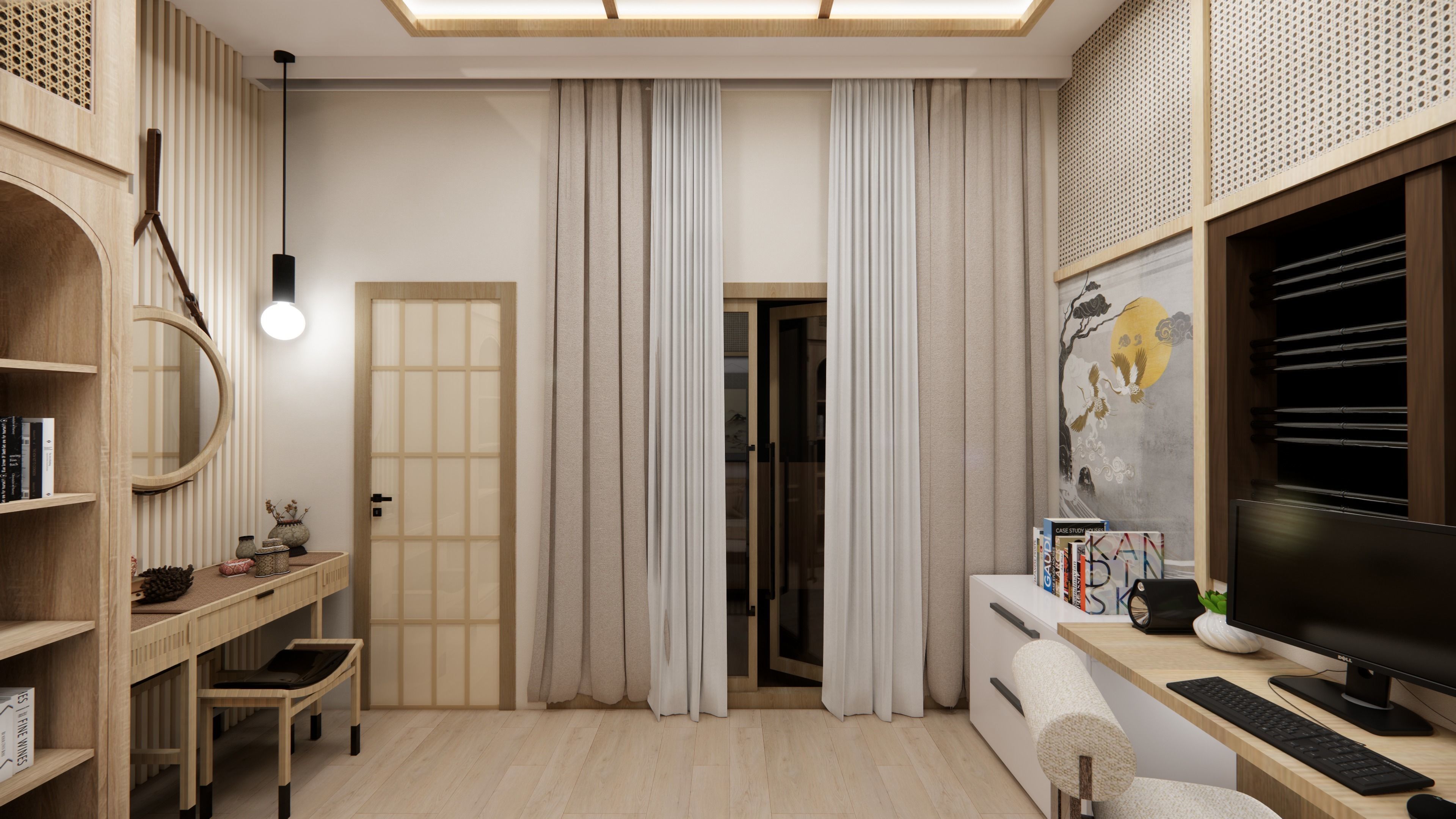 JAPANESE THEME BEDROOM INTERIOR DESIGN 3D model_4