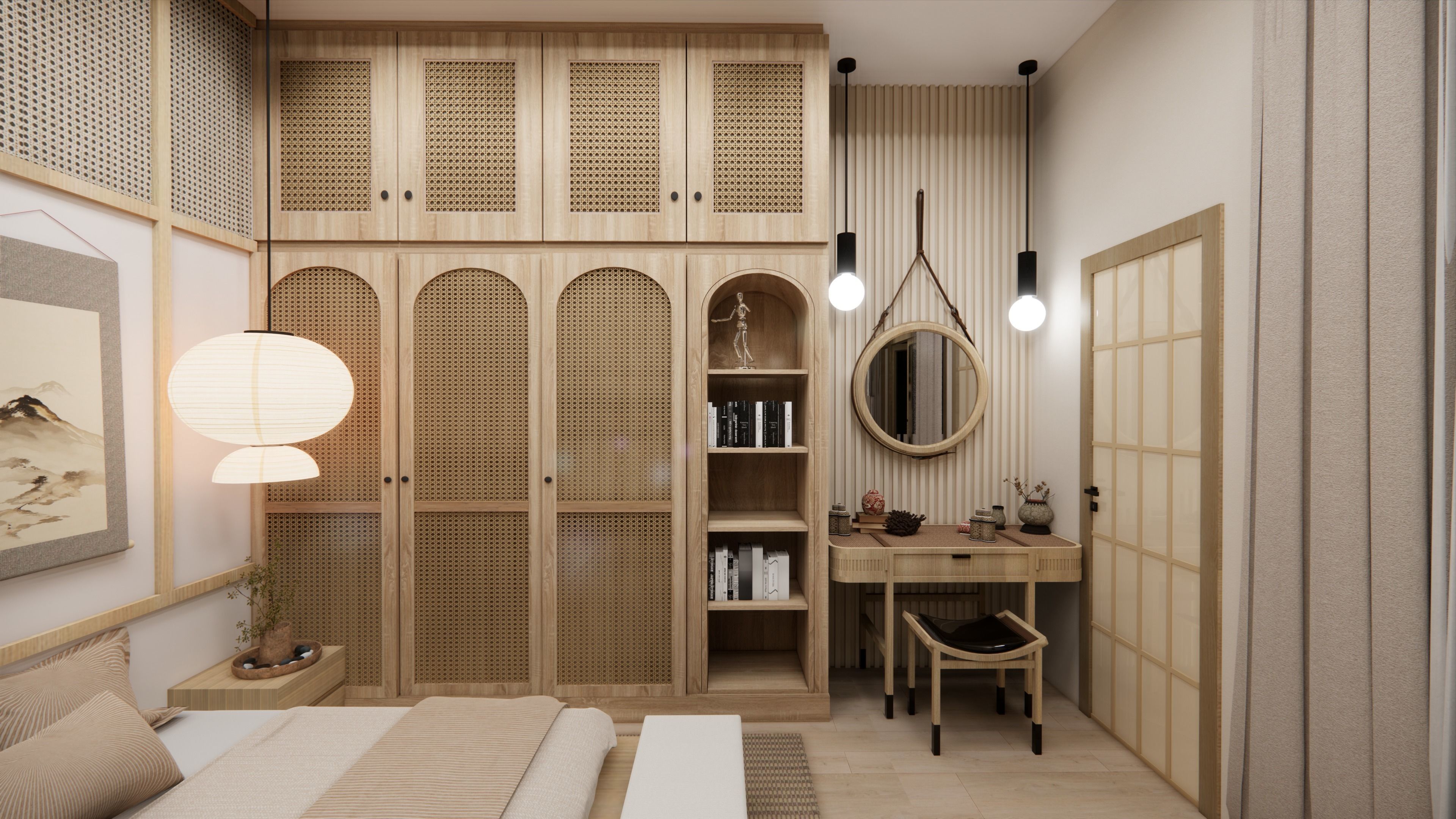 JAPANESE THEME BEDROOM INTERIOR DESIGN 3D model_1