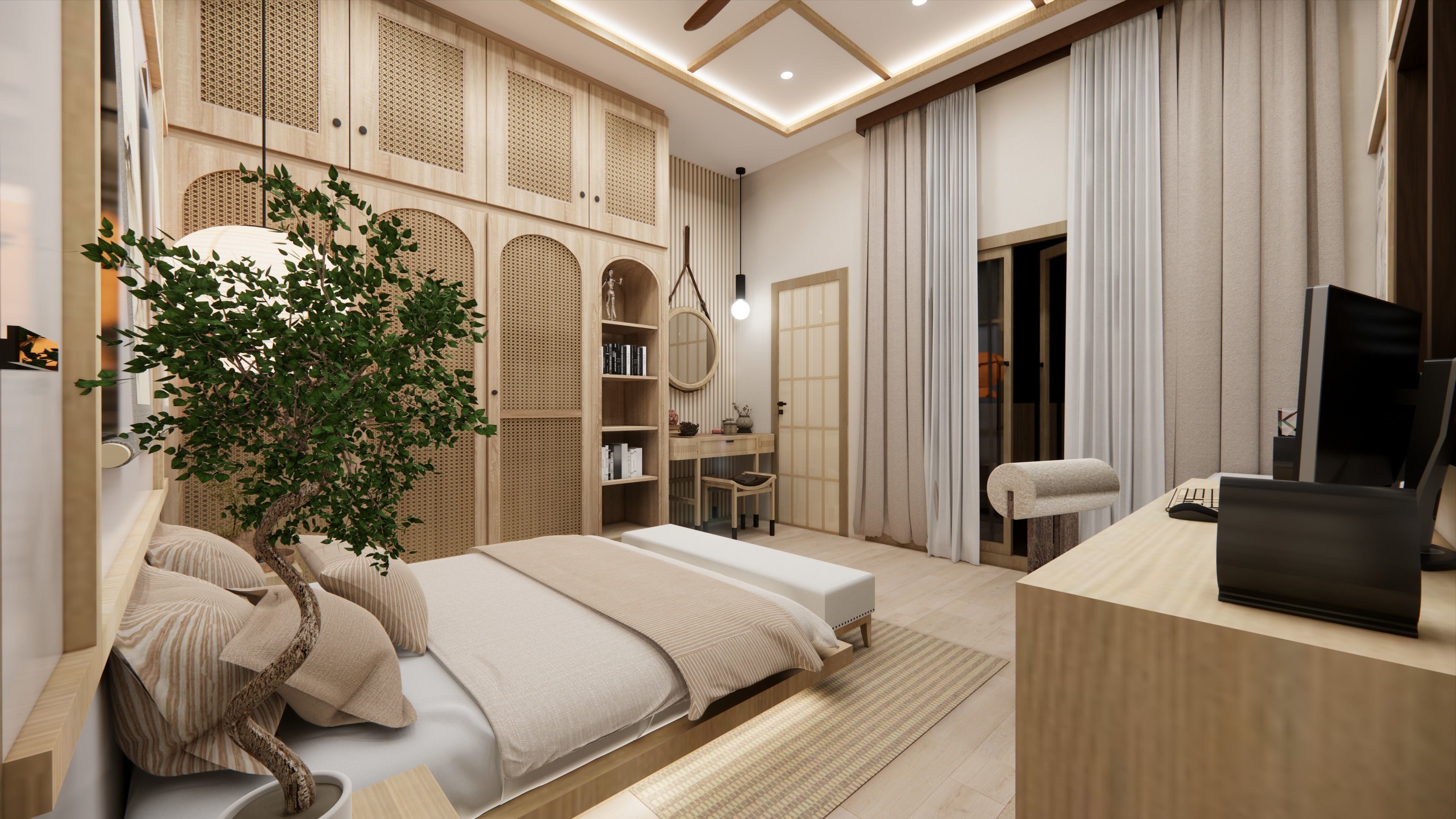 JAPANESE THEME BEDROOM INTERIOR DESIGN 3D model_3