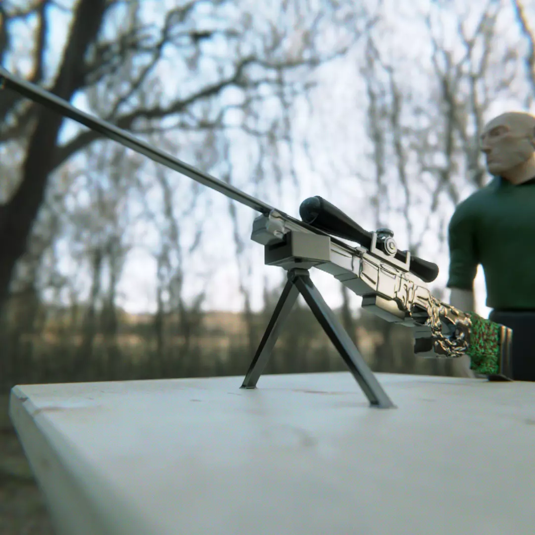 AWM Sniper Rifle Free low-poly 3D model
