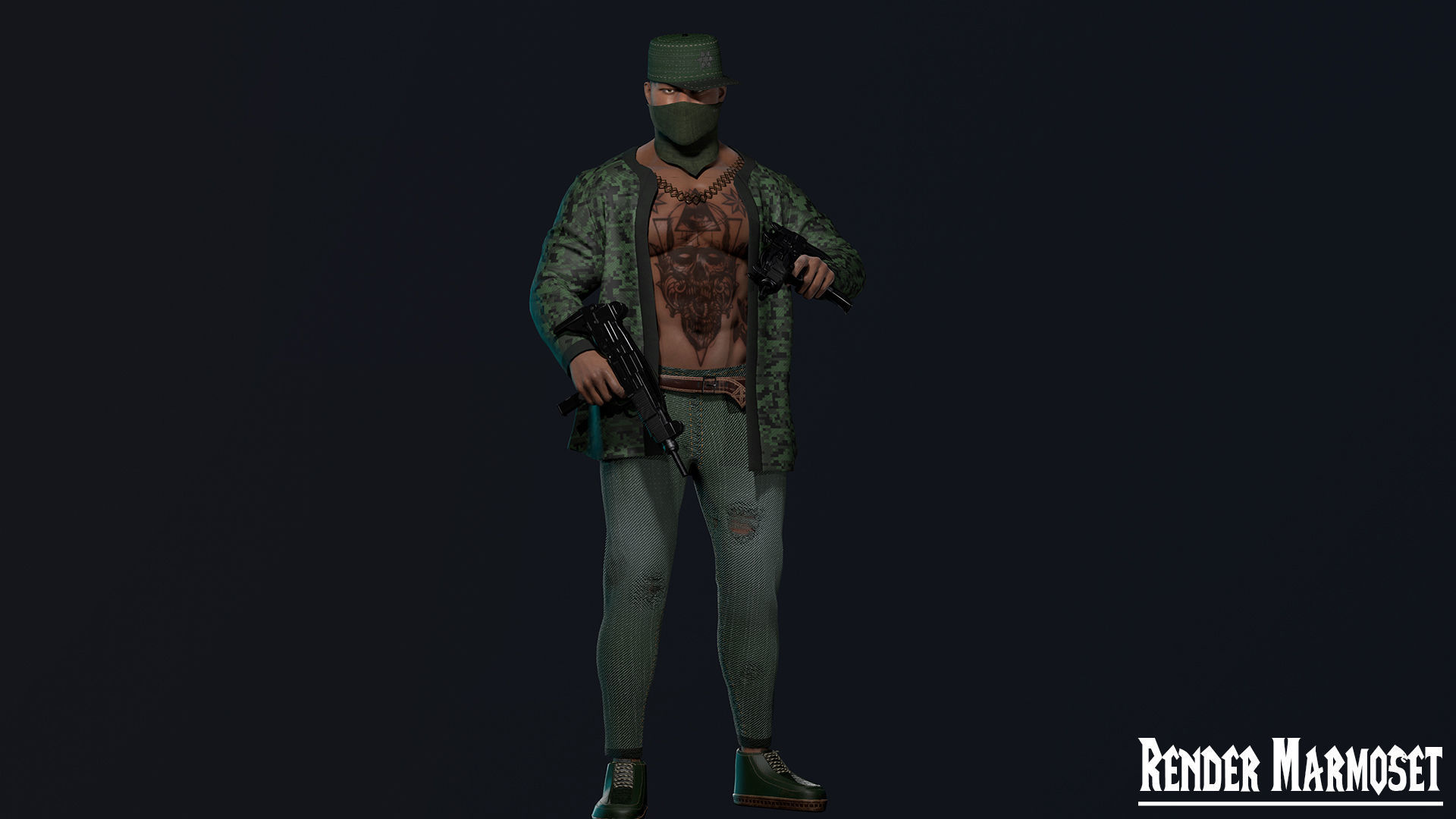 Ganster Modular Low-poly 3D model_6