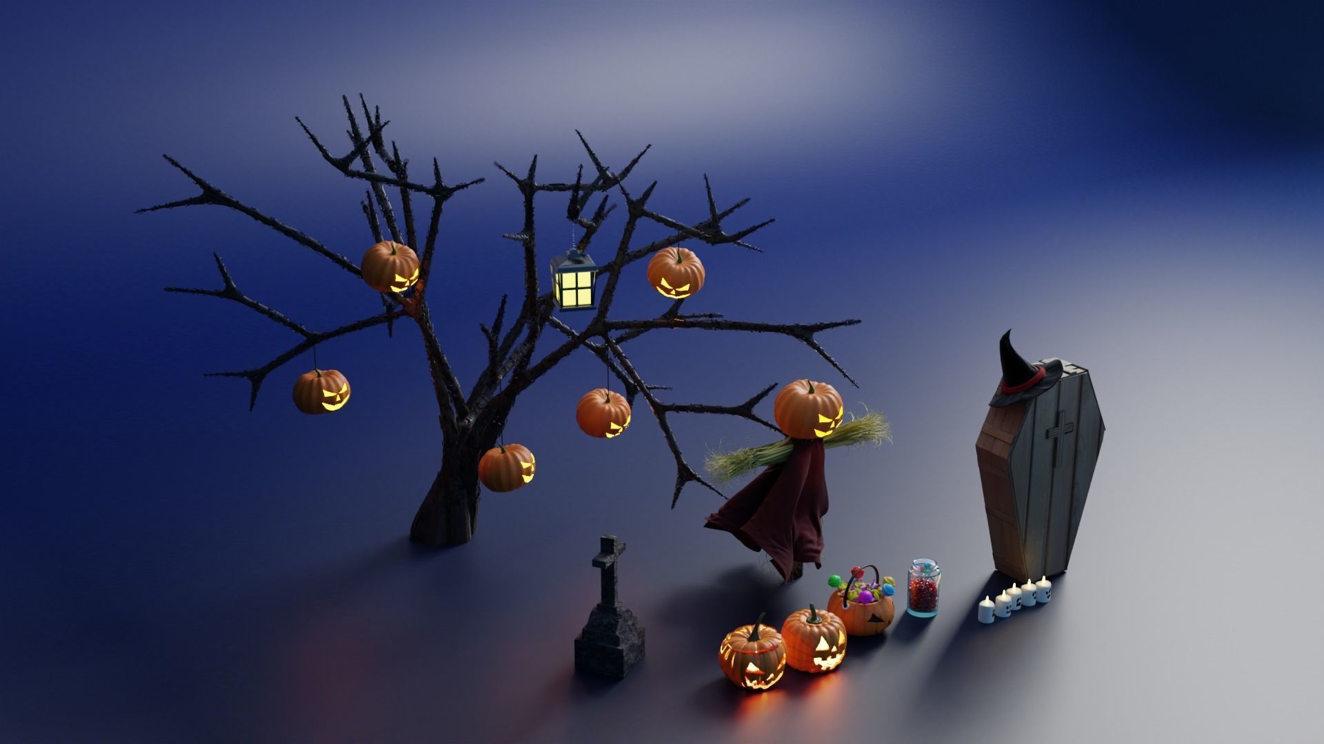 Halloween Pumpkin Pack Collection 3D model_1