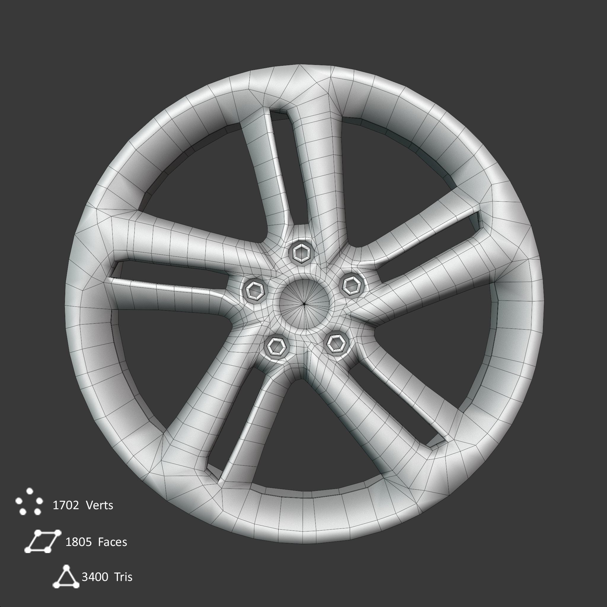 Sport Car Rim 4 Game-Ready 3D Model Low-poly 3D model_9