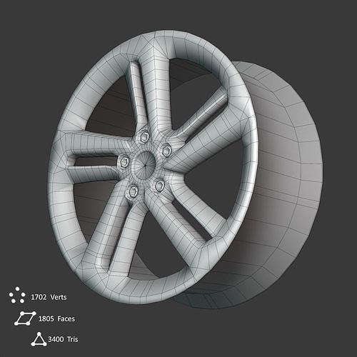 Sport Car Rim 4 Game-Ready 3D Model Low-poly 3D model 7
