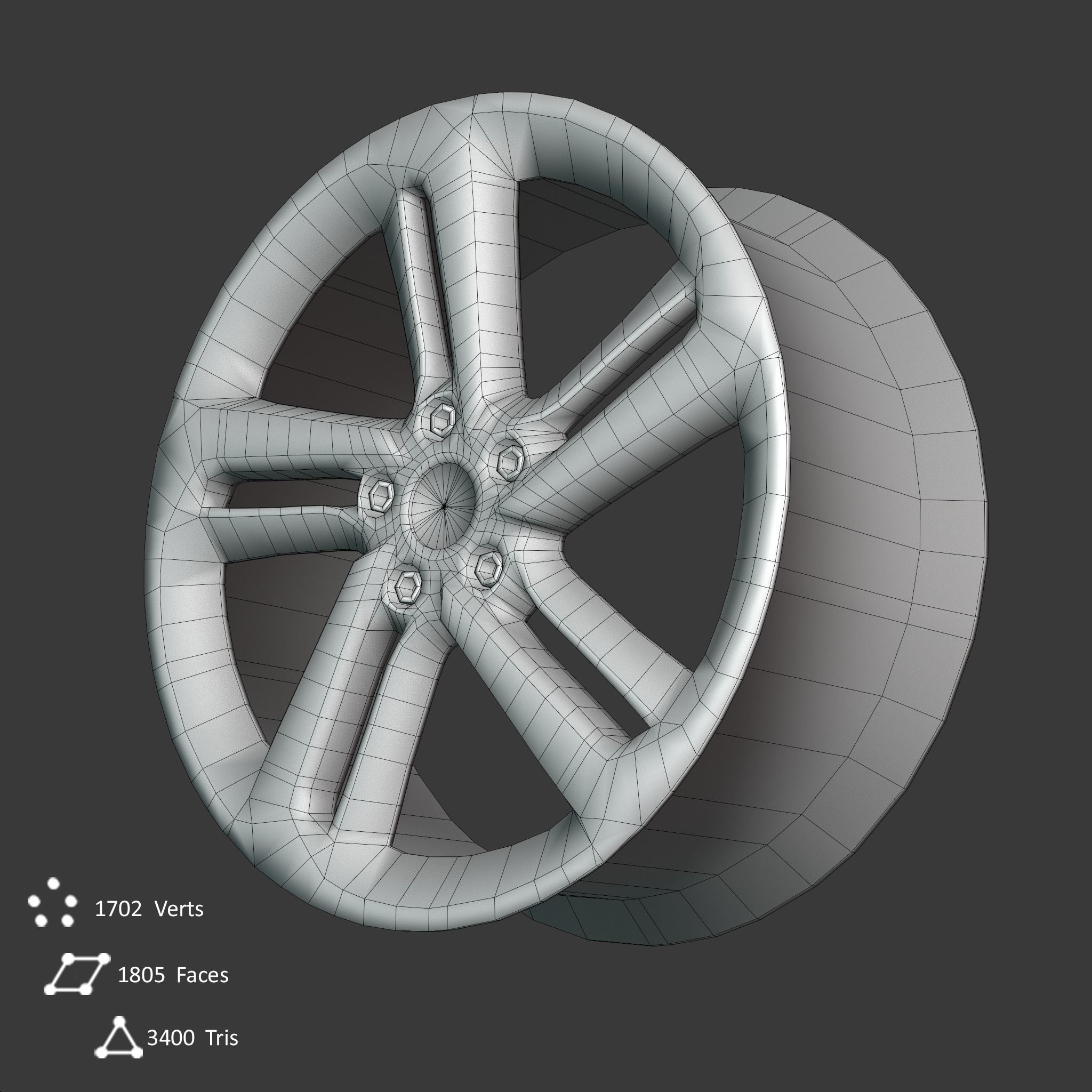 Sport Car Rim 4 Game-Ready 3D Model Low-poly 3D model_8