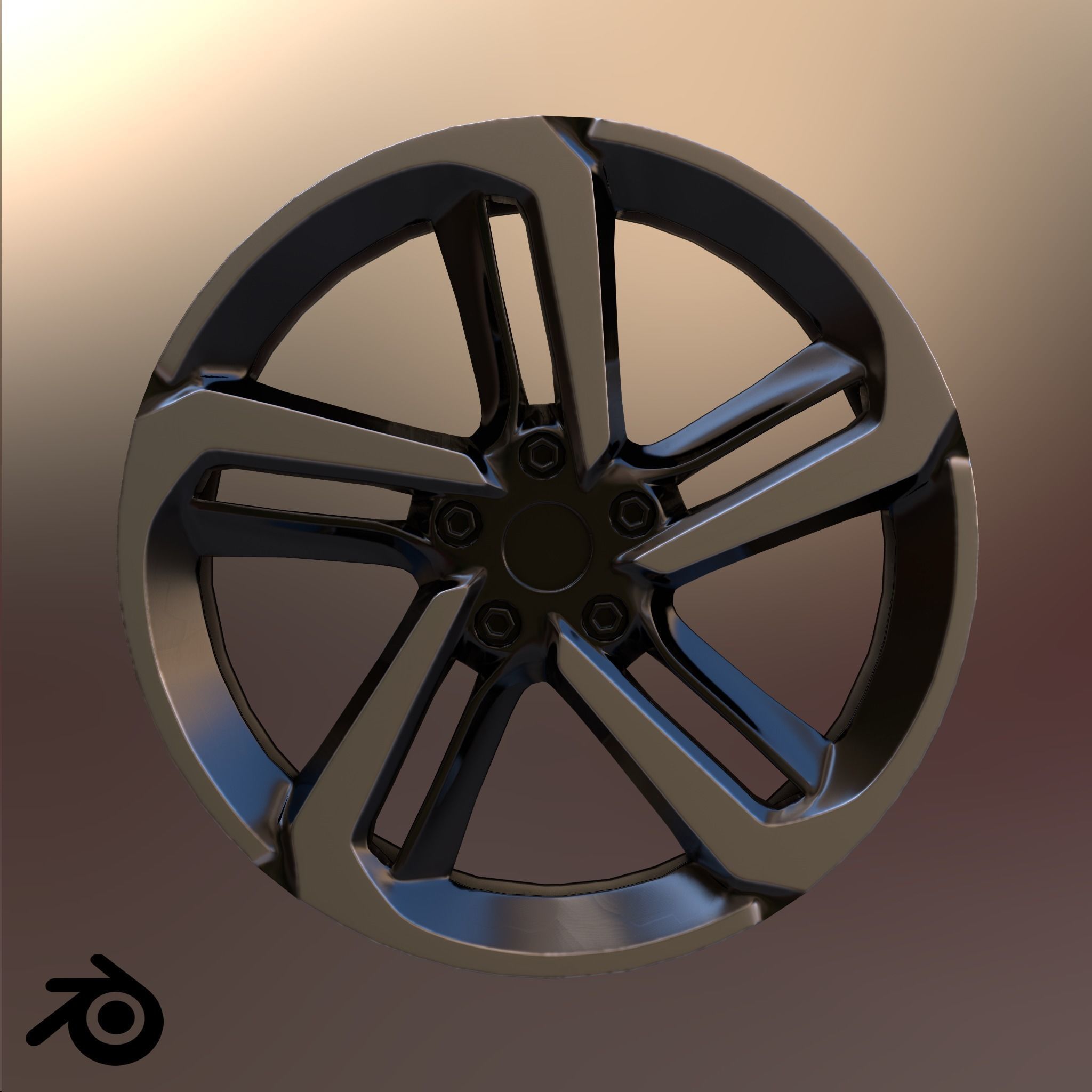 Sport Car Rim 4 Game-Ready 3D Model Low-poly 3D model_5