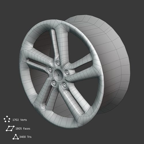 Sport Car Rim 4 Game-Ready 3D Model Low-poly 3D model 6