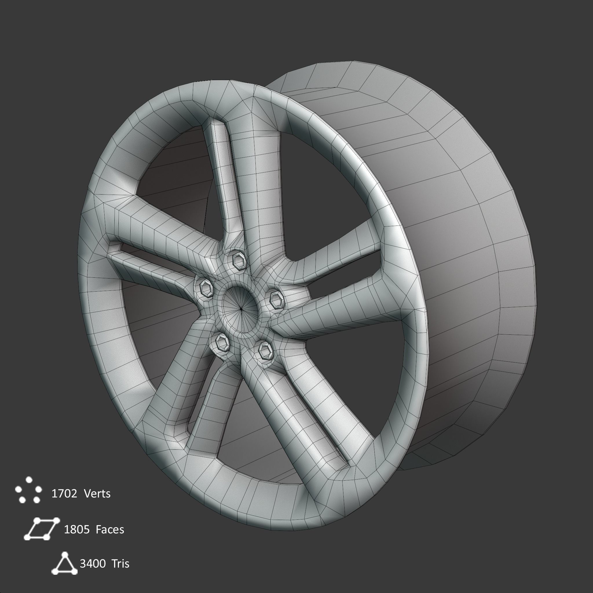 Sport Car Rim 4 Game-Ready 3D Model Low-poly 3D model_7