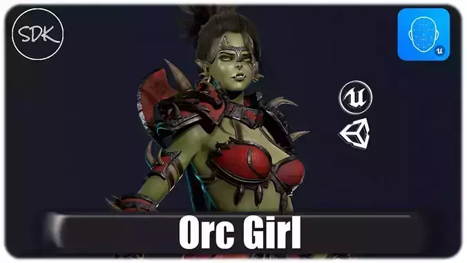 Orc Girl Modular Low-poly 3D model