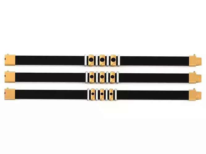 mens leather bracelet links 2 metal 968 3D print model