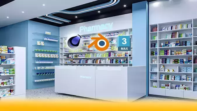 Pharmacy Low-poly 3D model Low-poly 3D model