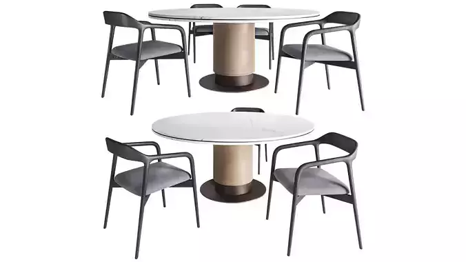 Starlight Table and Velasca chair 3D model