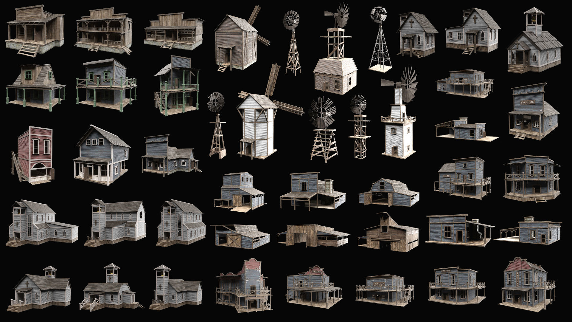 WILD WEST GREATEST WESTERN COWBOY AMERICA CITY AAA BUILDER 3D Model Collection_6