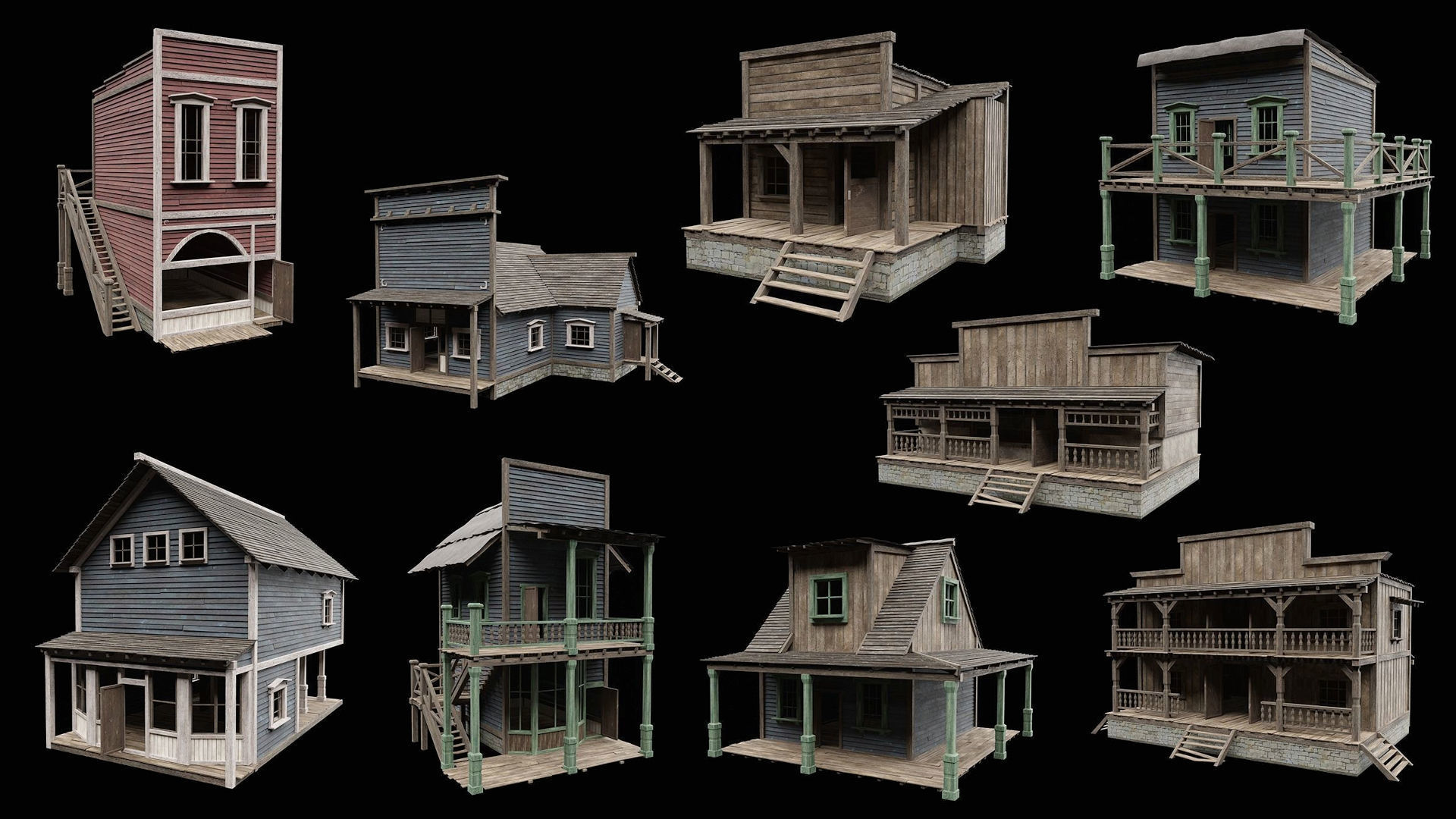 WILD WEST GREATEST WESTERN COWBOY AMERICA CITY AAA BUILDER 3D Model Collection_3