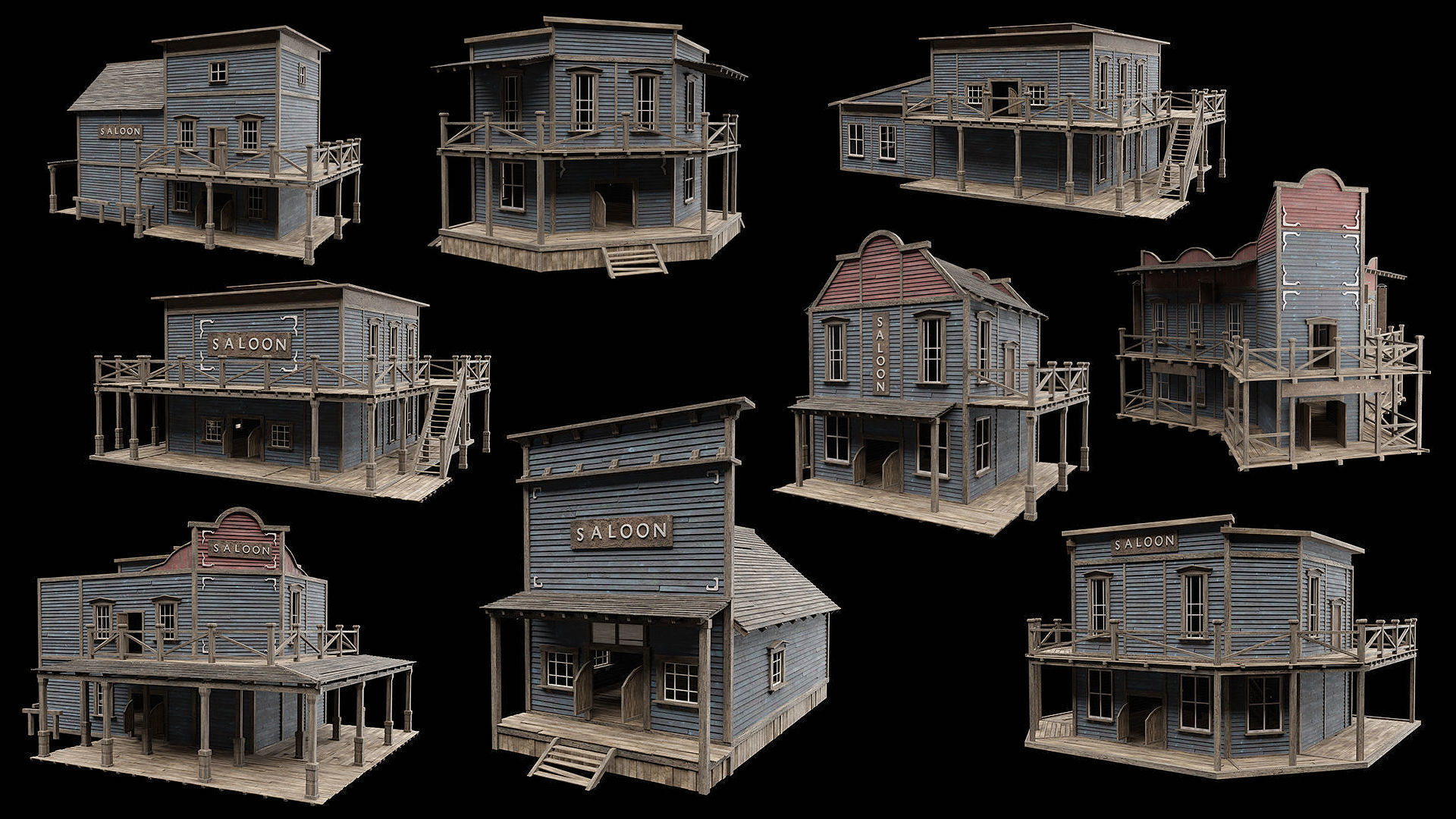 WILD WEST GREATEST WESTERN COWBOY AMERICA CITY AAA BUILDER 3D Model Collection_1
