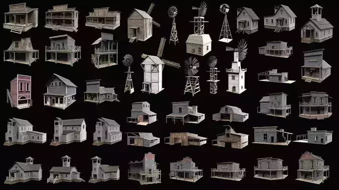 WILD WEST GREATEST WESTERN COWBOY AMERICA CITY AAA BUILDER 3D Model Collection
