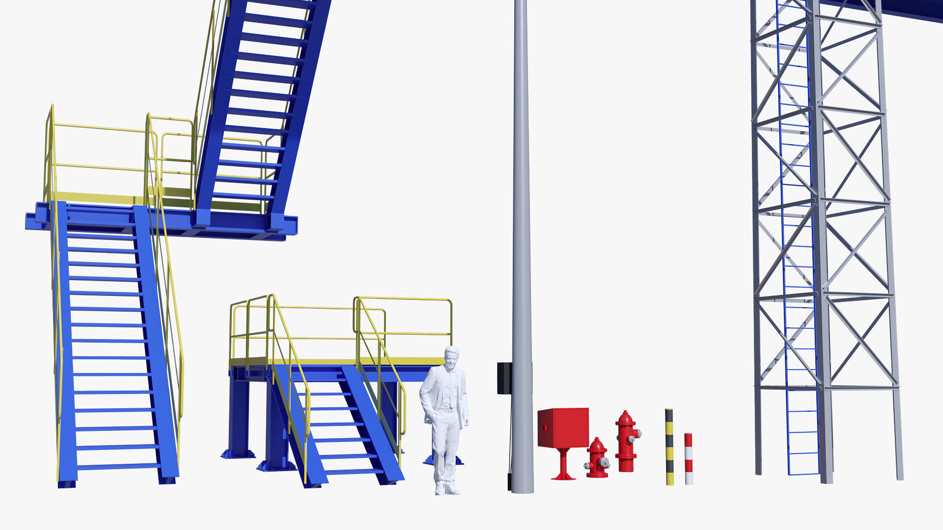 Metal tower for factory 3D model_1