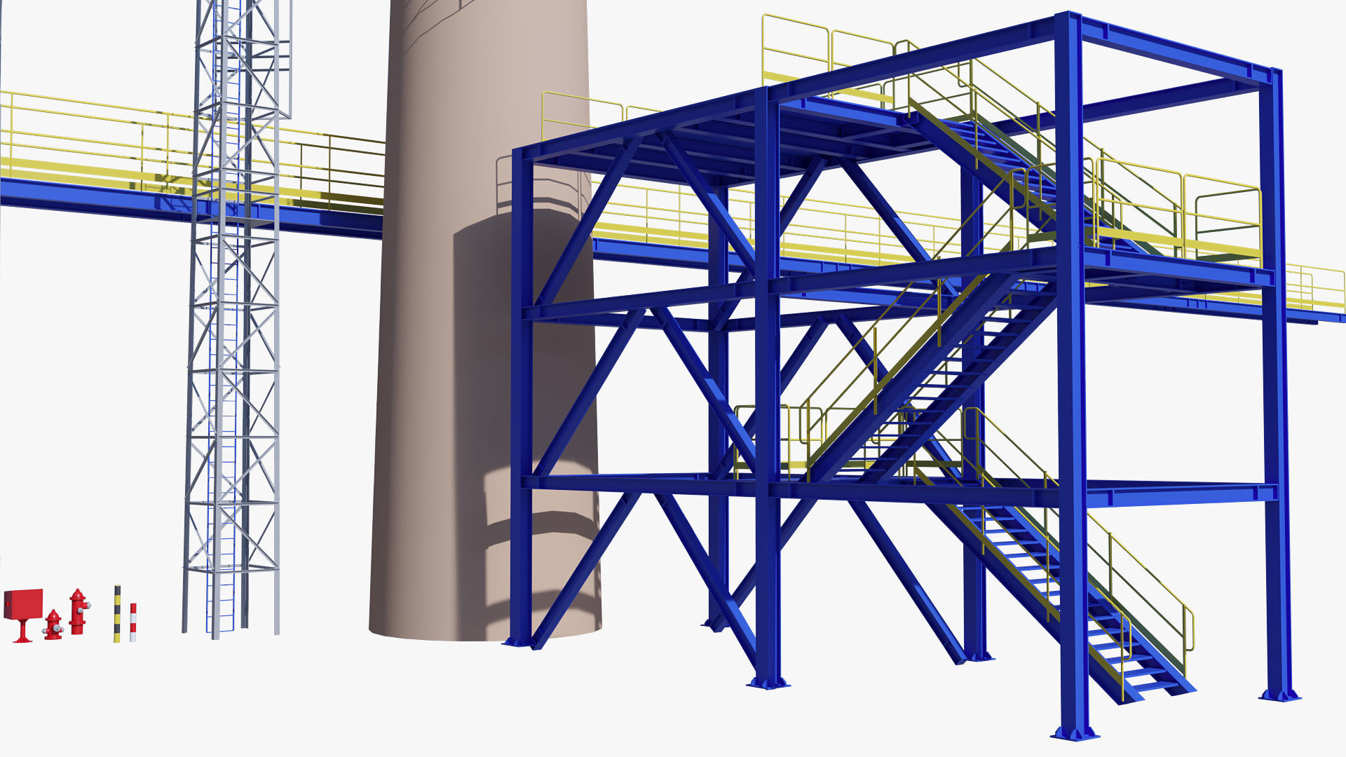 Metal tower for factory 3D model_2