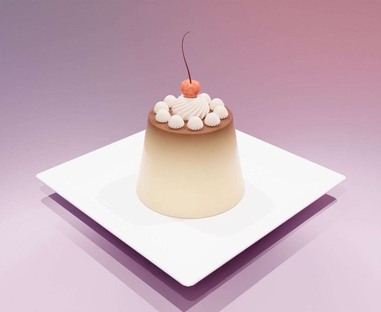 Puding with cherry 3D model 3D model_9